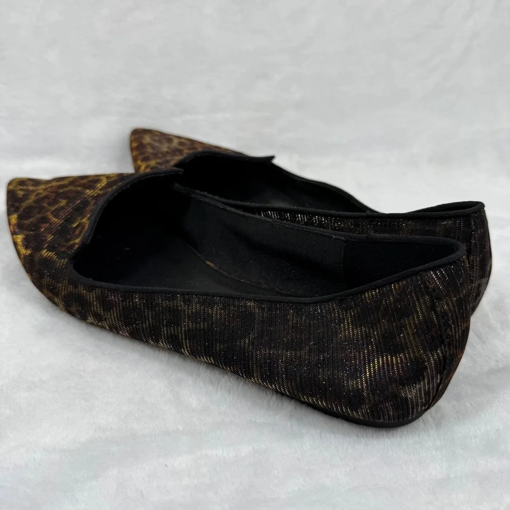 ALDO Leopard Print Metallic Pointed Toe Flats‎ Gold Bronze Size 9 Womens